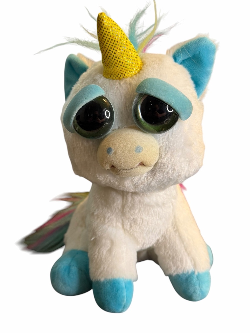 Feisty Pets Rainbow Unicorn Plush 8” Scary Face Stuffed Animal